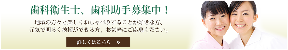 歯科衛生士、歯科助手募集中！